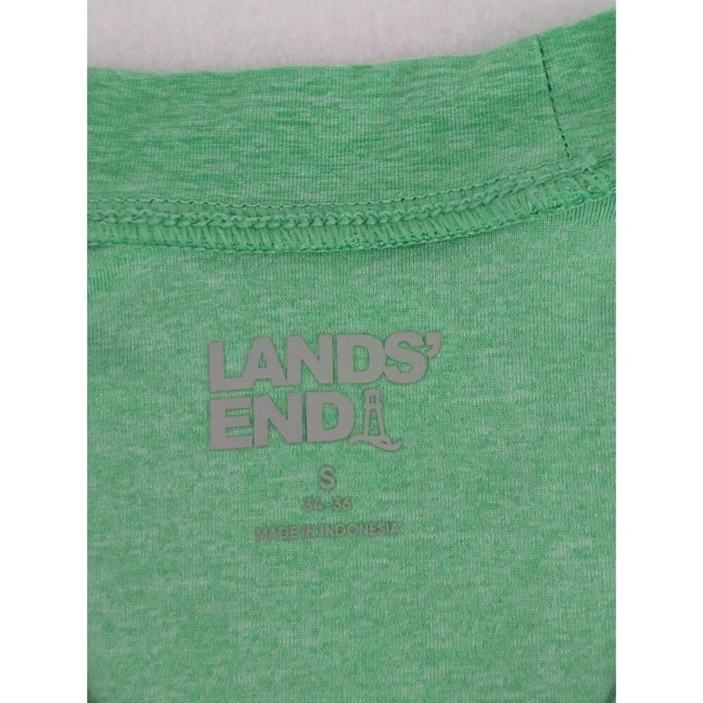 Lands End Rash Guard Men‎ S Green Blue Long Sleeve Sun Swim Shirt Beach Pool